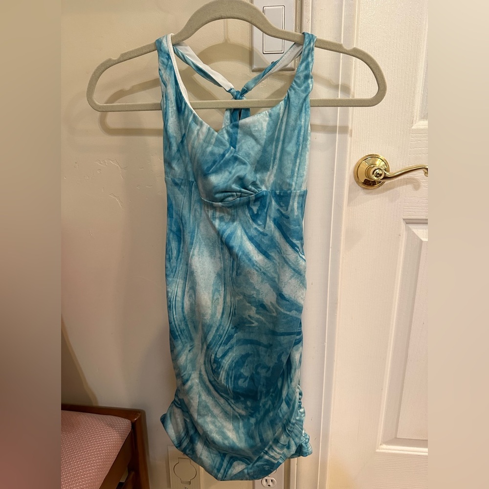 Lucy In The Sky Teal Blue Swirl Sleeveless Bodycon Dress - BRAND NEW! Size M